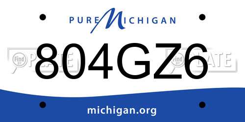 804GZ6 Michigan License Plate