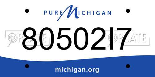 80502I7 Michigan License Plate