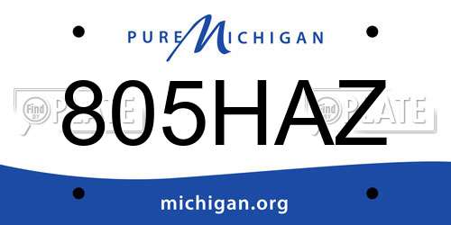 805HAZ Michigan License Plate