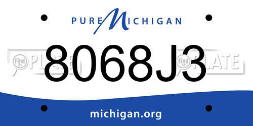 8068J3 Michigan License Plate