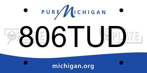 806TUD Michigan License Plate