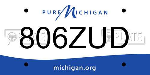 806ZUD Michigan License Plate