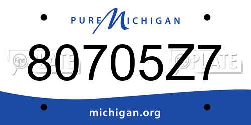 80705Z7 Michigan License Plate