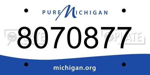 8070877 Michigan License Plate