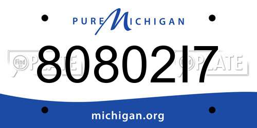 80802I7 Michigan License Plate