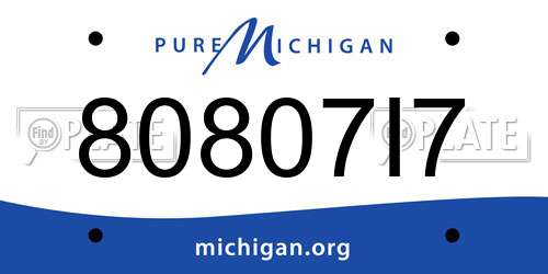 80807I7 Michigan License Plate
