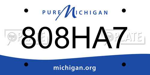 808HA7 Michigan License Plate