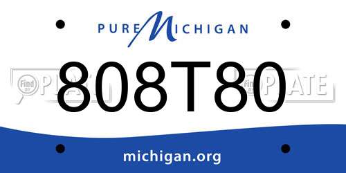 808T80 Michigan License Plate