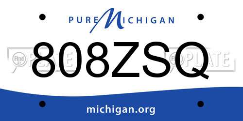 808ZSQ Michigan License Plate