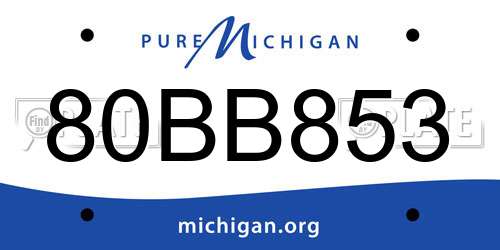 80BB853 Michigan License Plate