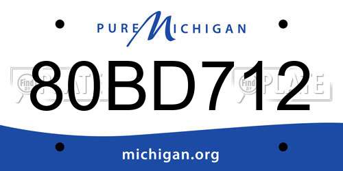 80BD712 Michigan License Plate
