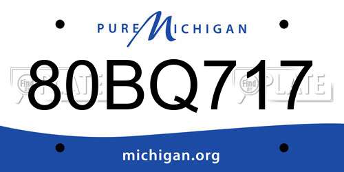 80BQ717 Michigan License Plate