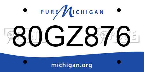 80GZ876 Michigan License Plate