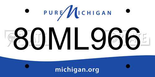 80ML966 Michigan License Plate