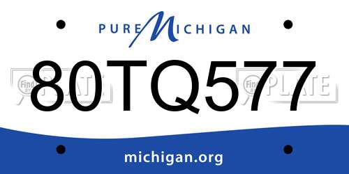 80TQ577 Michigan License Plate