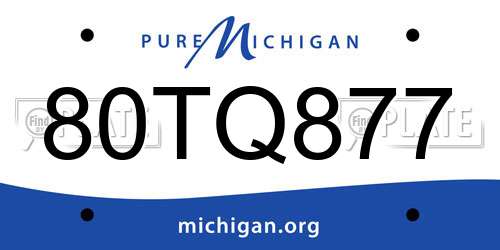 80TQ877 Michigan License Plate