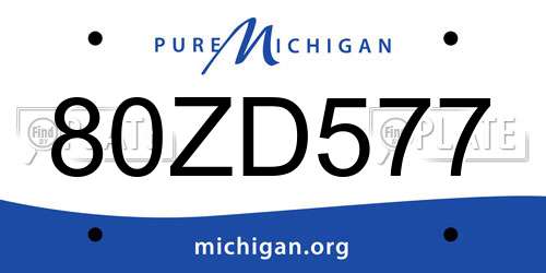 80ZD577 Michigan License Plate