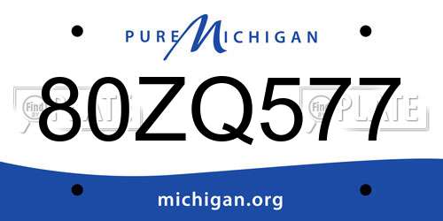 80ZQ577 Michigan License Plate