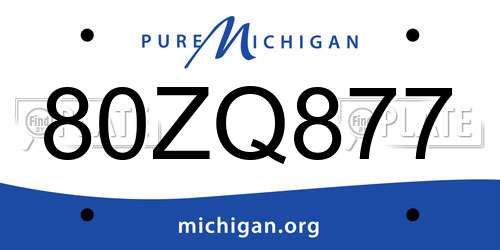 80ZQ877 Michigan License Plate