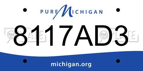 8117AD3 Michigan License Plate