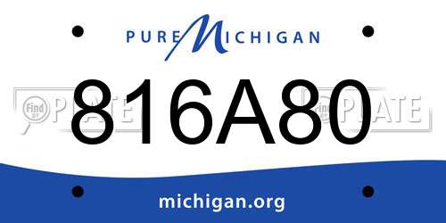 816A80 Michigan License Plate