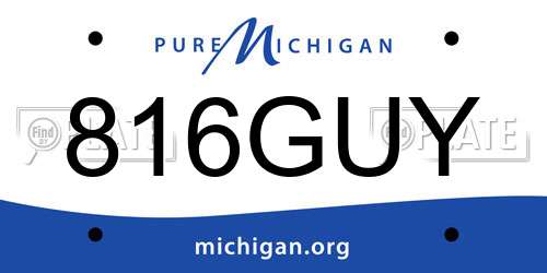 816GUY Michigan License Plate