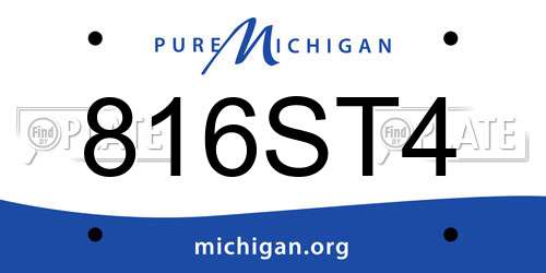 816ST4 Michigan License Plate