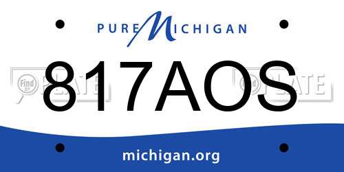 817AOS Michigan License Plate