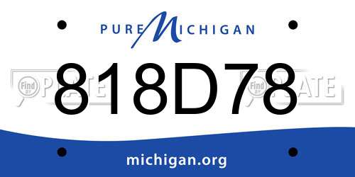 818D78 Michigan License Plate