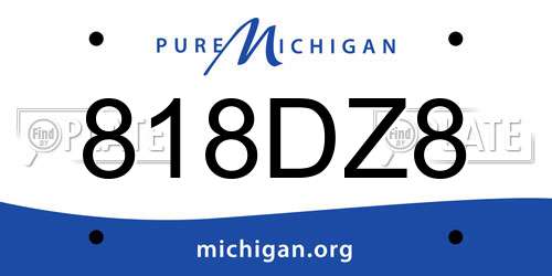 818DZ8 Michigan License Plate
