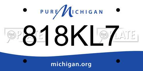 818KL7 Michigan License Plate