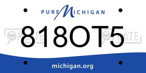 818OT5 Michigan License Plate