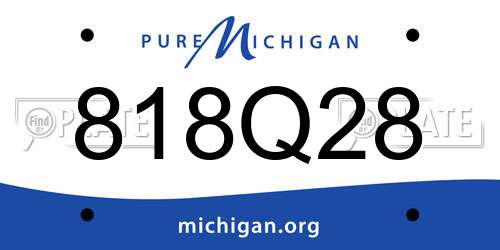818Q28 Michigan License Plate
