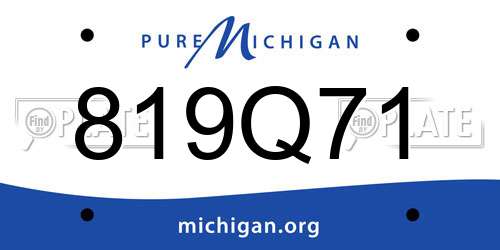819Q71 Michigan License Plate