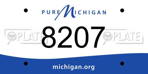8207 Michigan License Plate