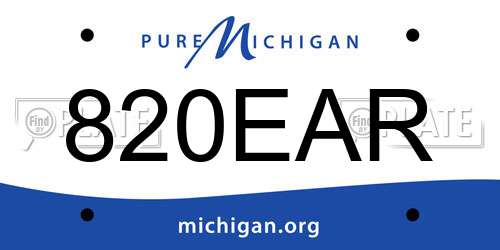 820EAR Michigan License Plate