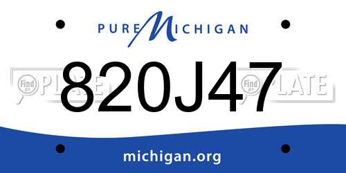 820J47 Michigan License Plate
