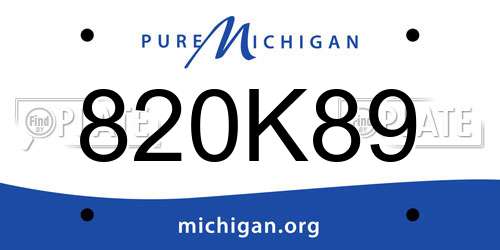820K89 Michigan License Plate