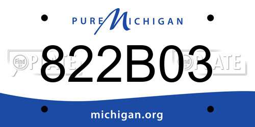 822B03 Michigan License Plate