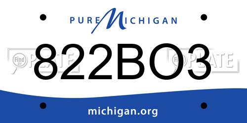 822BO3 Michigan License Plate