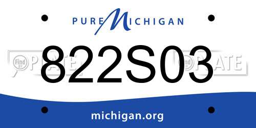 822S03 Michigan License Plate