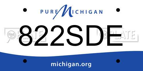 822SDE Michigan License Plate
