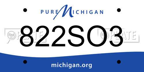 822SO3 Michigan License Plate