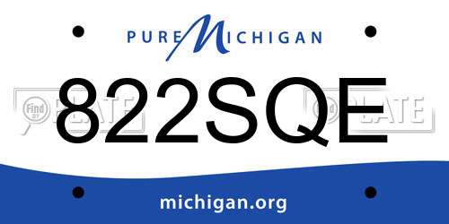 822SQE Michigan License Plate