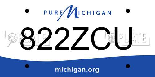 822ZCU Michigan License Plate