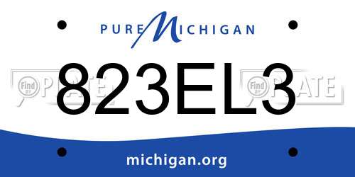 823EL3 Michigan License Plate