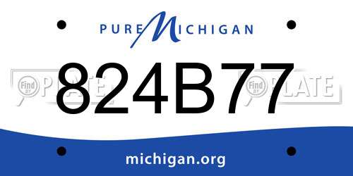 824B77 Michigan License Plate