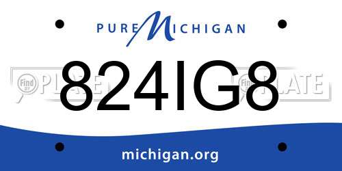 824IG8 Michigan License Plate
