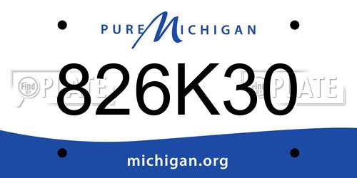 826K30 Michigan License Plate