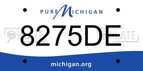 8275DE Michigan License Plate
